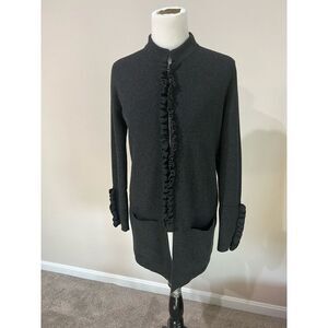 Woman's cardigan Wool Dark grey zip Made In Italy si…